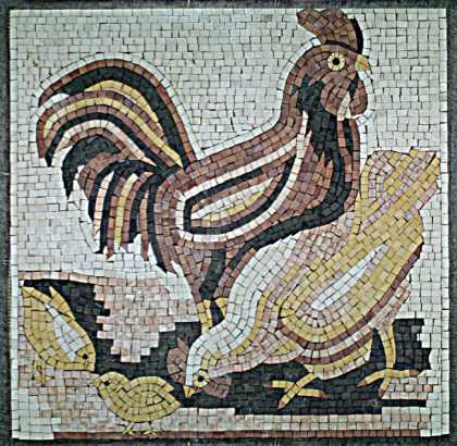 Brown Gold & Black Rooster Mosaic