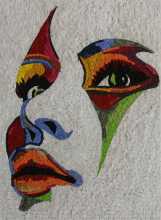 Modern Portrait to the Left in Vibrant Colors Mosaic