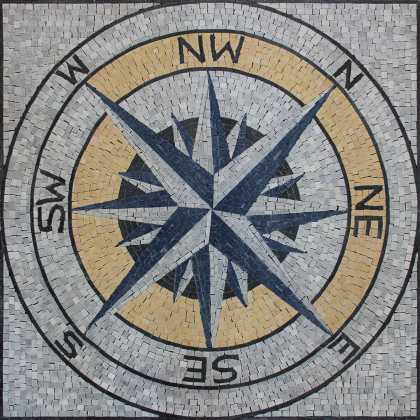 Tilted Compass Mosaic Polished Square Tile