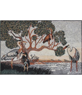 AN103 Storks and tree landscape Mosaic