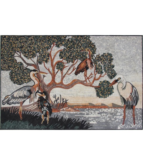 AN103 Storks and tree landscape Mosaic