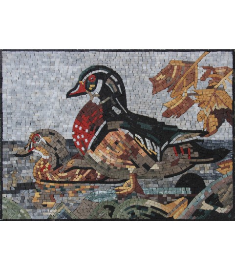AN1075 Cute Duck Red Feathers Garden Nature  Mosaic