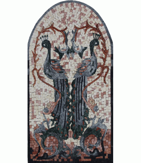 AN1134 Arched Peacock Twins Mosaic