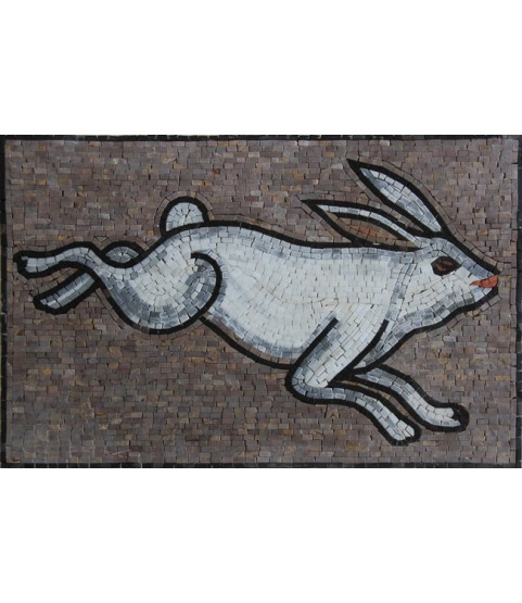AN124 White jumping rabbit Mosaic