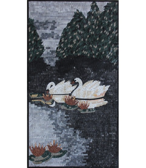 AN184 White swans landscape Mosaic