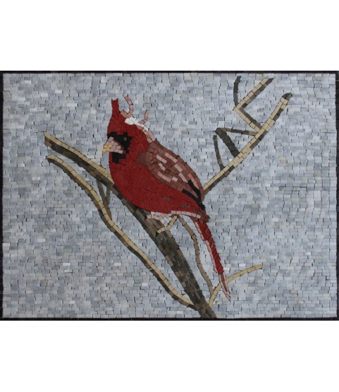 AN1864 Mini Red Cardinal Bird Handmade Home  Mosaic