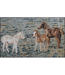 AN250 Three small horses  Mosaic