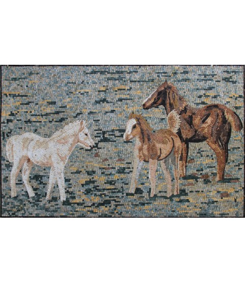 AN250 Three small horses  Mosaic