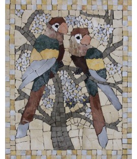 AN320 Colorful parrots and flowers stone Mosaic
