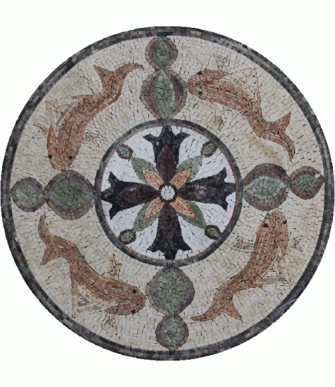 AN371 Beautiful salmon pink fish medallion Mosaic
