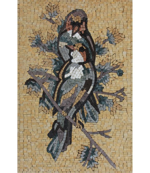 Love Birds on Yellow Background Mosaic