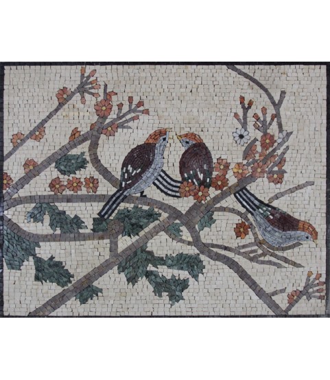 Mosaic Backsplash Birds Mural