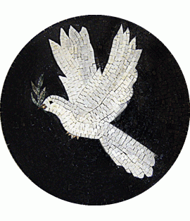 AN52 White dove on black background Mosaic