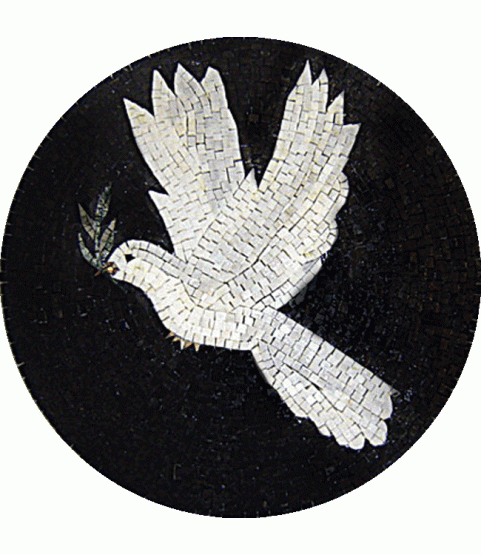 AN52 White dove on black background Mosaic