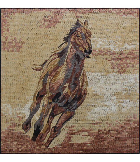 AN678 Beautiful golden colors horse Mosaic