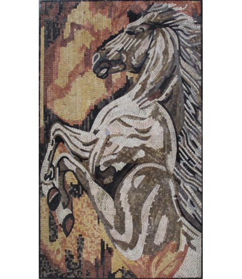 Wall Mosaic Mural Strong & Wild White Horse