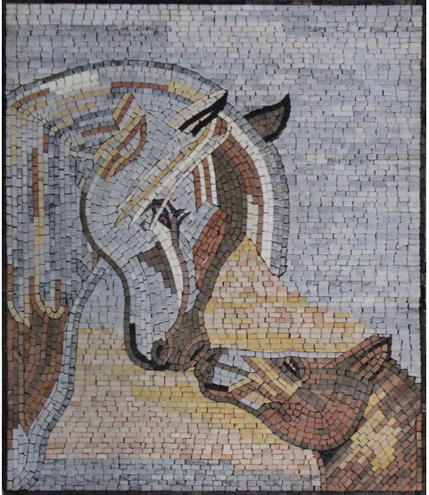 AN852 Mother & baby kissing horses Mosaic