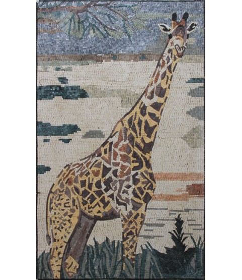 Black & Gold Giraffe Landscape Mosaic