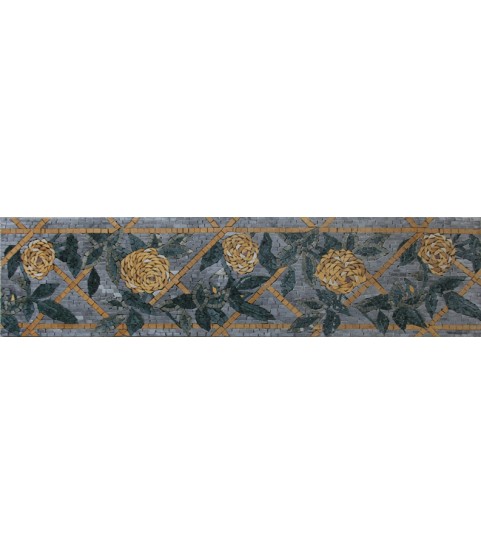 BD259 yellow flowers and leaves border Mosaic