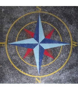 Red And Blue Pointers Nautical Compass Floor Mosaic