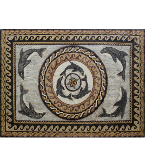 CR1195 Dolphins with Braids and Waves Mosaic