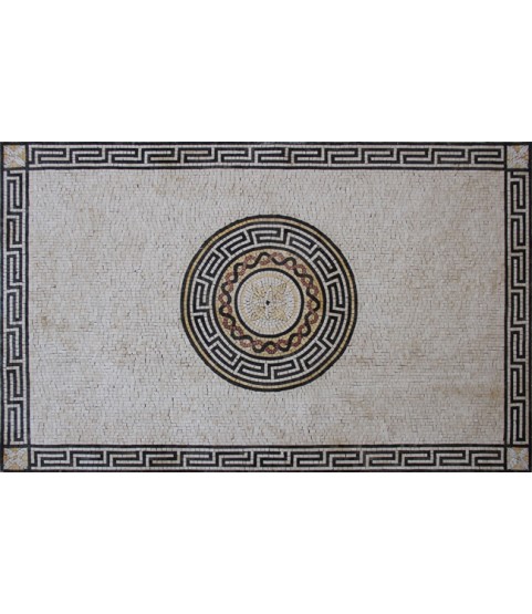 CR1224 Greek Border Rounded Art Carpet Design  Mosaic