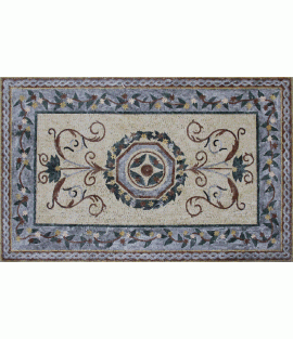 CR1249 Floral Design with Rope Border Floor  Mosaic
