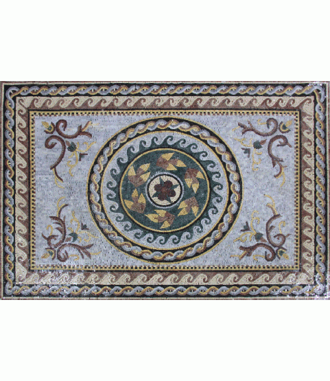 CR1252 Traditional Floor Rug Carpet Wavy Mosaic