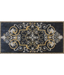 CR181 black gold & white elegant floral art Mosaic