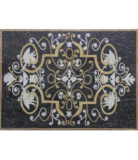 CR254 black gold & white elegant floral art Mosaic