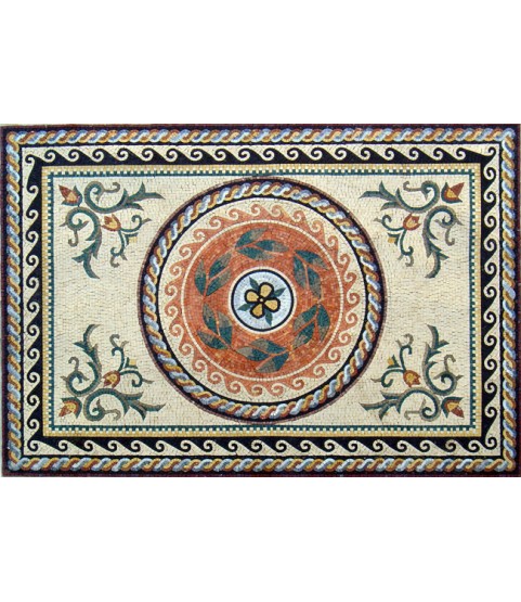 Roman Leaves Central Floor Medallion Mosaic
