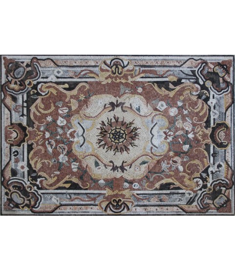 CR806 Preternatural Royal Floral Floor Carpet  Mosaic