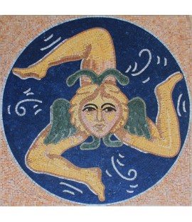 Blue Sicilian Trinacria Design Mosaic