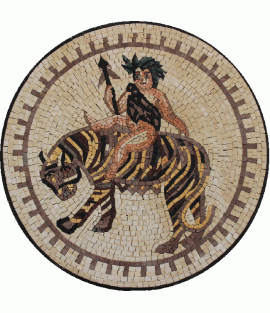 FG596 Litte Tarzan Riding Tiger Medallion  Mosaic