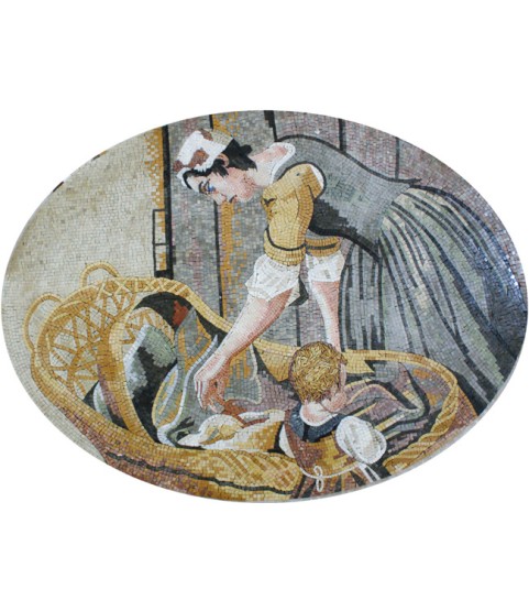 FG835 Oval Lady Mother Child Sleep Warm  Mosaic