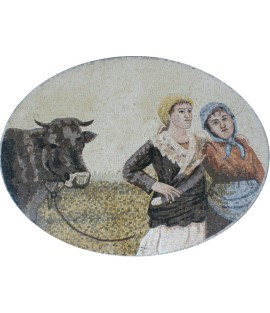 FG866 Country Life Two Peasants Bumpkins  Mosaic