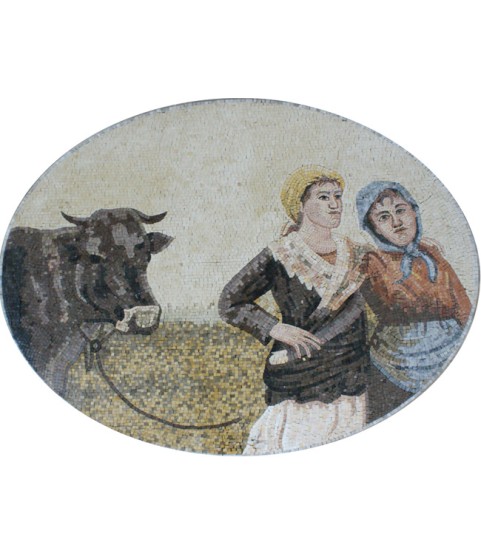 FG866 Country Life Two Peasants Bumpkins  Mosaic