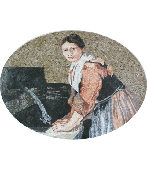 FG869 Old Lady Doing The Laundry Wall Hanging  Mosaic