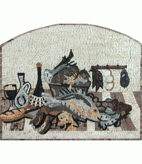 Fish & Wine Kitchen Wall Backsplash Mosaic