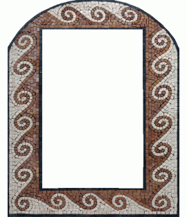 Arched Top & Red Waves Mirror Border Mosaic