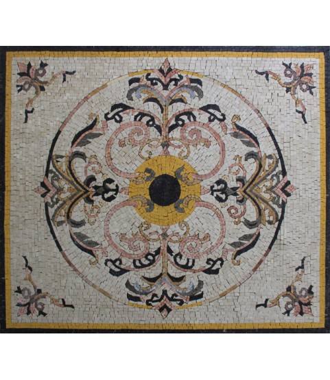 GEO2695 Synthetic Yellow Class Rug Handmade  Mosaic
