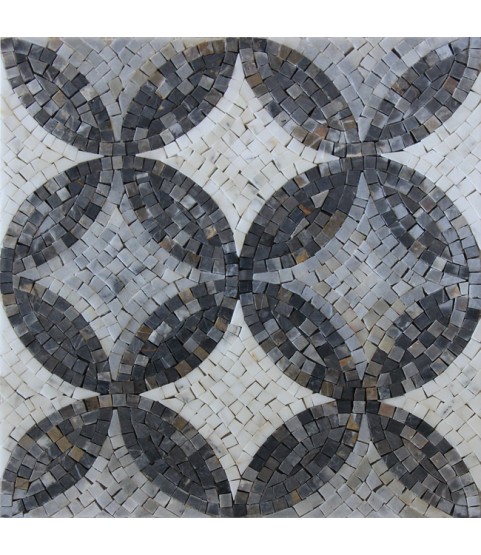 Greyscale Circles Mosaic Wall or Floor Tile