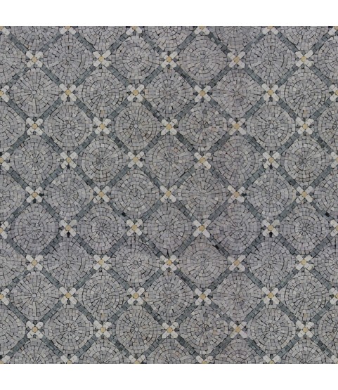 Repetitive Mini Flowers Pattern Mosaic Flooring