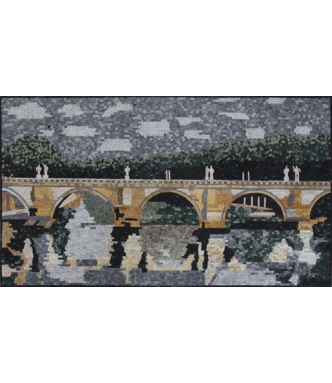 LS11 River Bridge with Green Mountains  Mosaic
