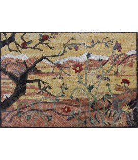 LS142 Exquisite Red Flowers Blooming  Mosaic