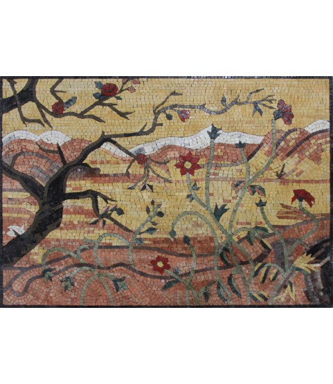 LS142 Exquisite Red Flowers Blooming  Mosaic