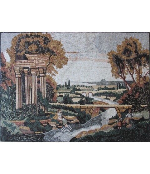 LS1 Roman columns and beautiful river bridges scene Mosaic