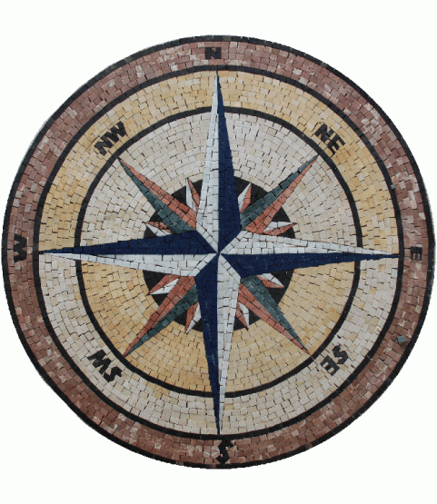 MD1965 Earth Tones Classic Nautical Compass  Mosaic