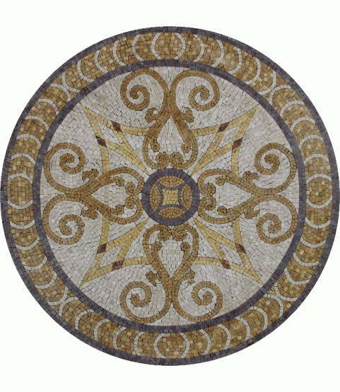 MD752 Gold and White curves & spirales Mosaic