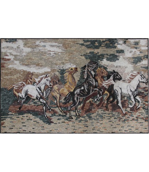 Horses Running Tile Art  Mosaic